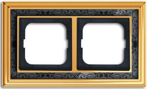 Рамка универсальная ABB Династия 2-м. полированная латунь/черная роспись картинка